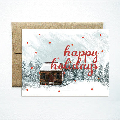Foil Happy Holidays Winter Cabin - Ferme à Papier
