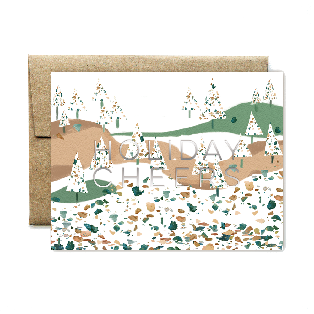 Foil terrazzo holiday cheers set