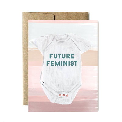 Future feminist baby onesie card