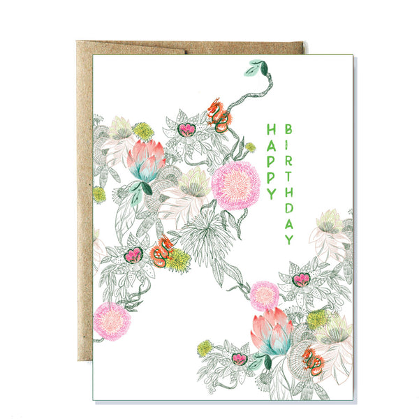 Flower dragon birthday card