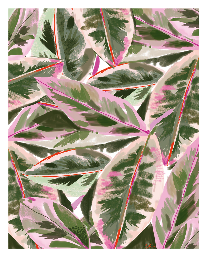 Pink leaf art print