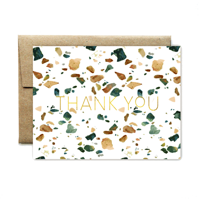 Foil emerald terazzo thank you set