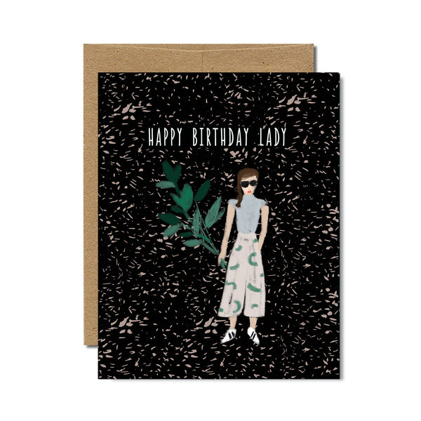 Happy birthday lady birthday card - Ferme à Papier
