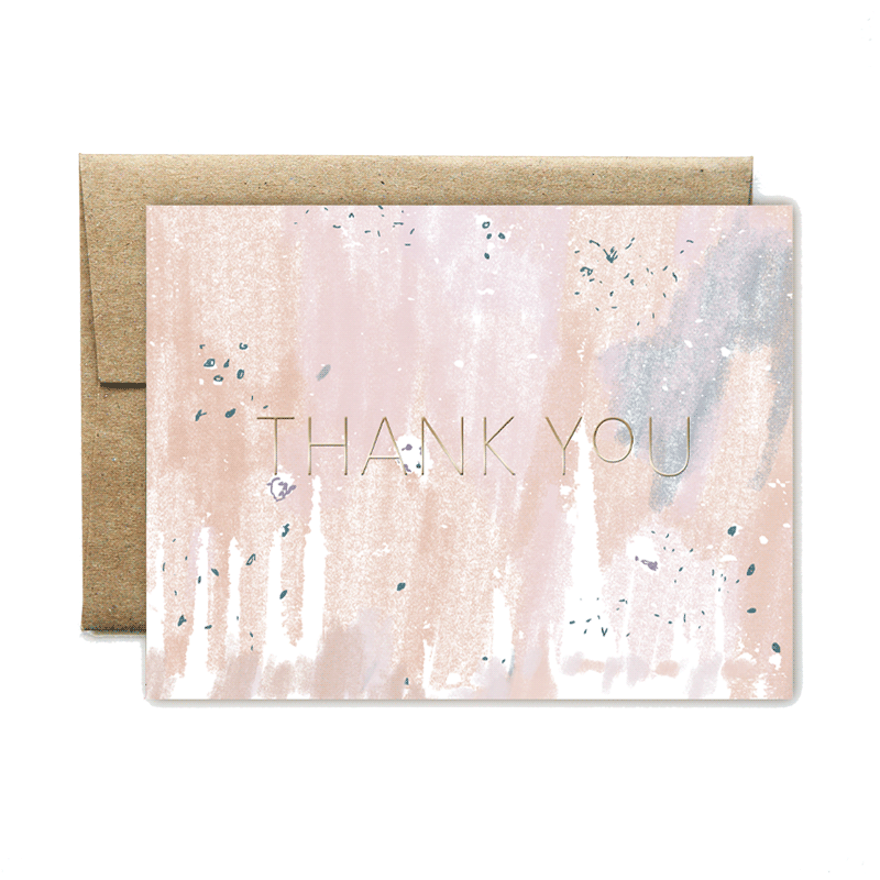 Foil peach concrete thank you set