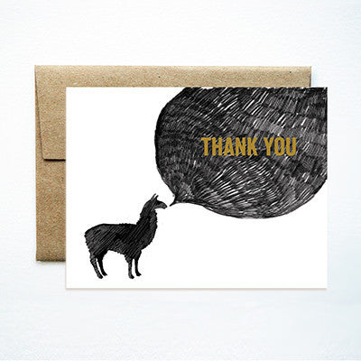 Llama thank you card - Ferme à Papier
