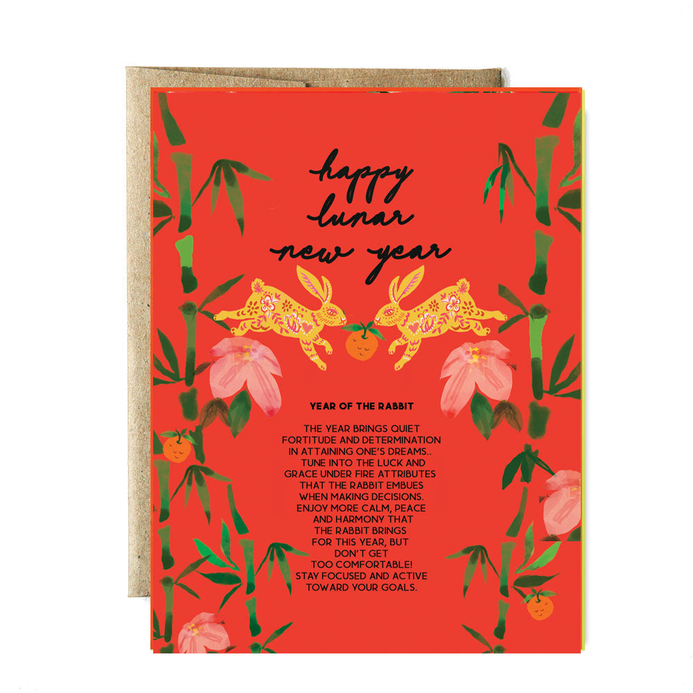 Rabbit Lunar New Year Card Ferme Papier rabbit-lunar-new-year-card-ferme-papier