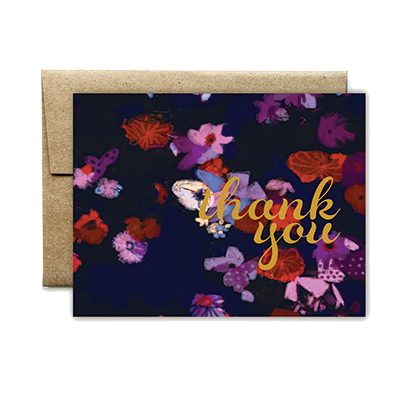 foil cursive purple floral thank you boxed set - Ferme à Papier
