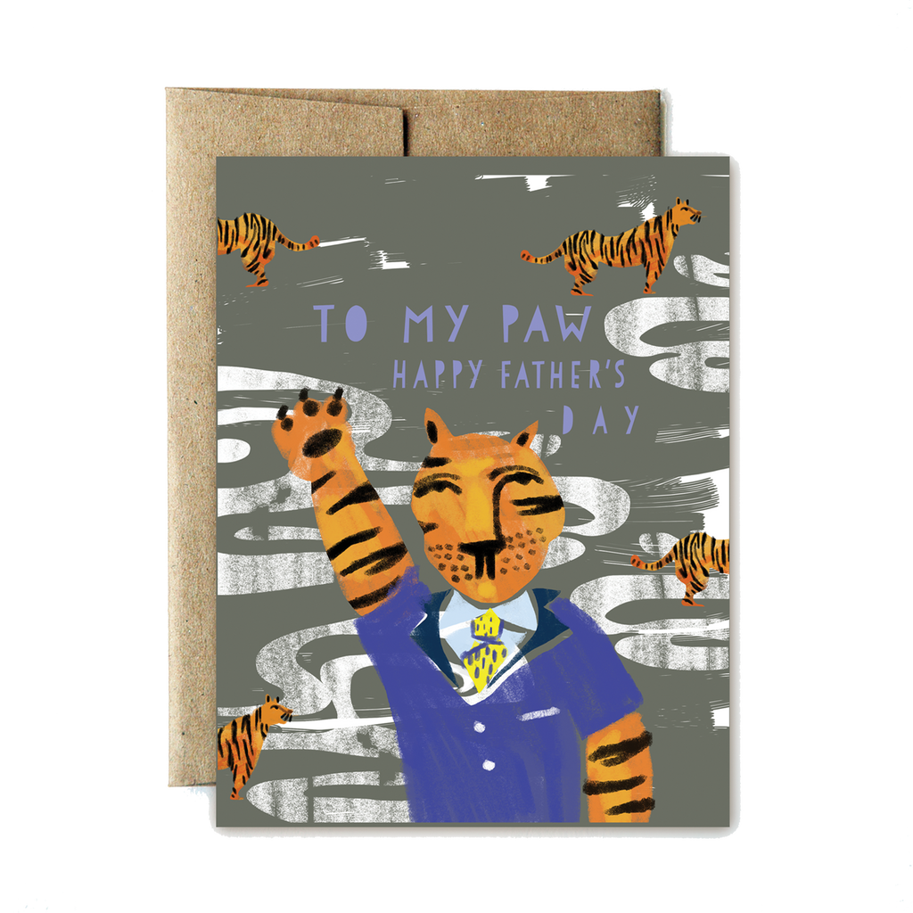 Tiger's "paw" fathers day card - Ferme à Papier
